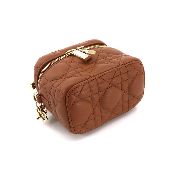 CHRISTIAN DIOR Lady Micro Vanity 2way Hand Shoulder Bag Leather Brown Case - Picture 4 of 10